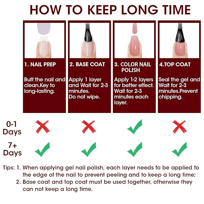 GELLEN Nail Polish Set, Nude Red Brown Quick Dry Traditional Regular Nail Polish Fall Winter 6 Colors Set for Finger Toe & Acrylic Fake Nails Home Salon, Non UV Gel, TPO HEMA Free, Non-toxic