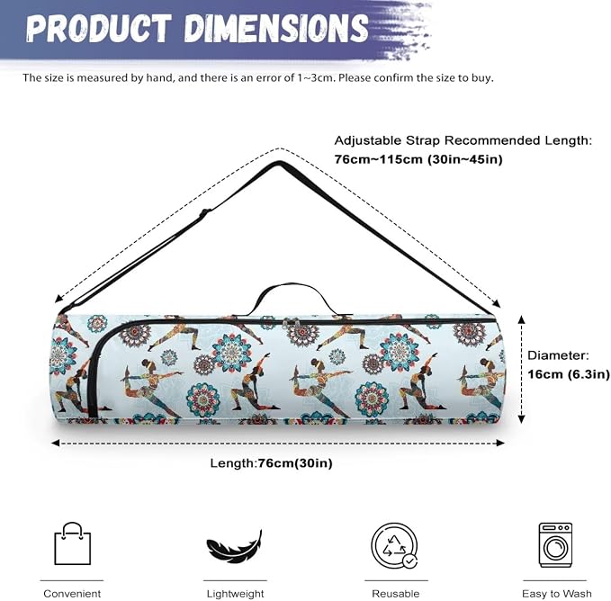 Yoga Mat Bags for Women Lightweight Gym Bag with Strap Full Zip Yoga Accessories
