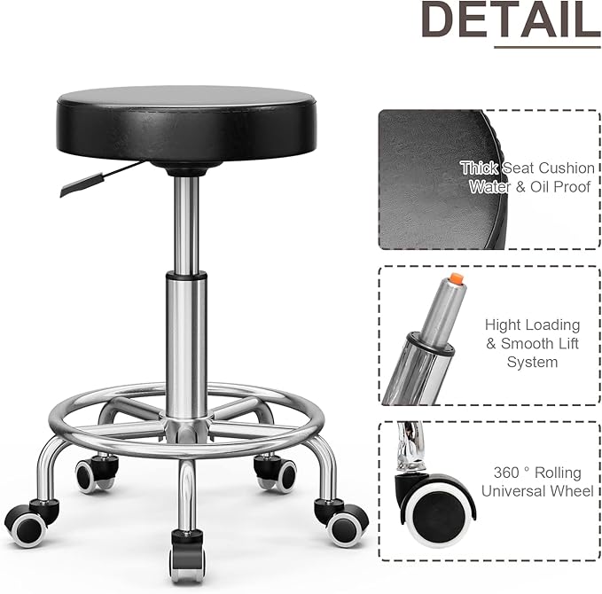 Icoget Fully Electric Tattoo Chair Esthetician Bed for Clients, 3-Motor Massage Table Adjustable Spa Facial Chair for Waxing, Lashing, Professional Aesthetics Bed for Salon, Black with Stool