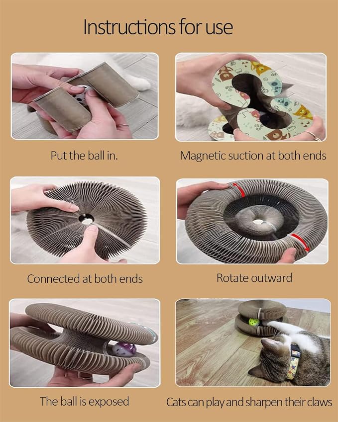 Enkman Kitty kurlz Magic Organ Cat Scratcher Board Cat Ball Adventure The Ultimate Interactive Mental Physical Exercise for Indoor Cats Toy
