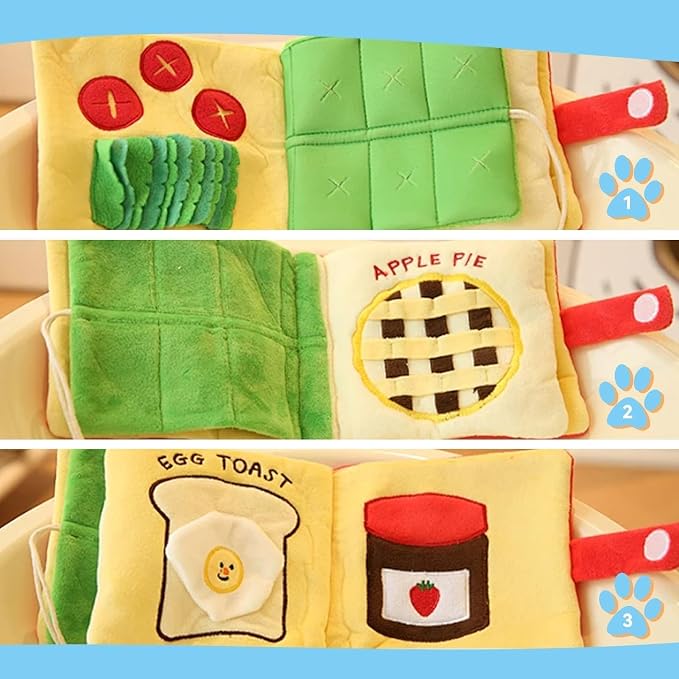 Dog Enrichment Toys, Interactive Sniff Mat Cute Slow Feeder Dog Snuffle Book Interactive Dog Toys Dog Feeding Mat Squeaky Snuffle Mat Puzzle Toys for Pet