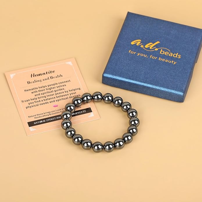 AD Beads Handmade Gemstone Stretch Elastic Bracelet Crystal Healing Reiki Nature's Beauty and Spiritual Essence Unisex