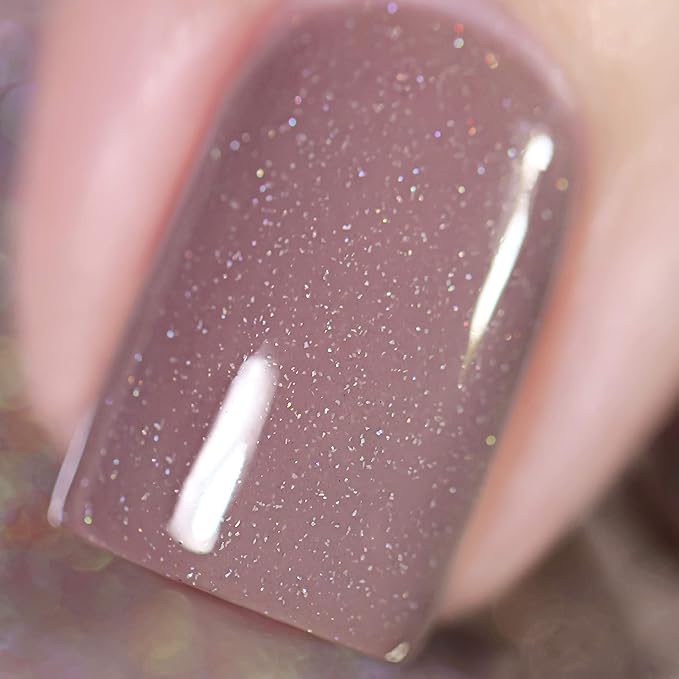 ILNP Coffee Run - Creamy Mocha Neutral Nude Nail Polish, Subtle Holographic, Chip Resistant, 7-Free, Non-Toxic, Vegan, Cruelty Free, 12ml