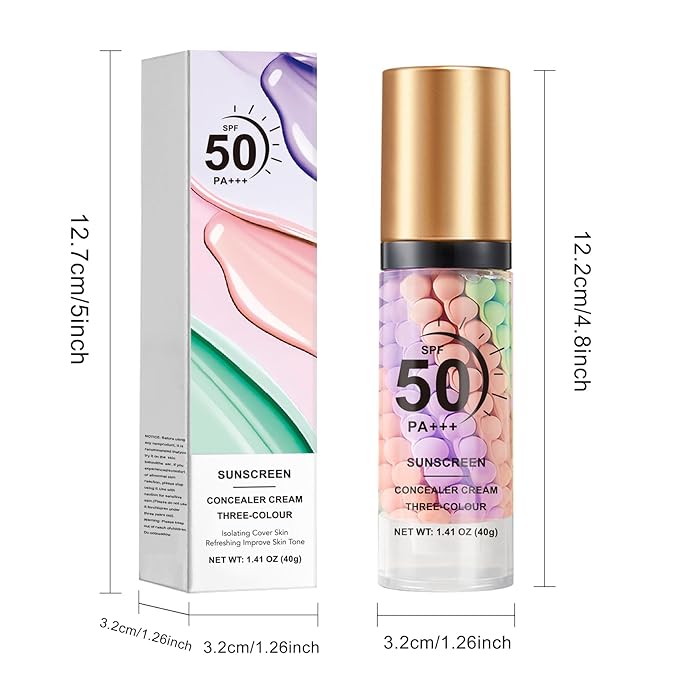 Color Correcting Facial Serum SPF 50 PA+++ Sunscreen Isolation Cream One Step Color Corrector Moisturizing Brightening Makeup Primer for Face Before Makeup Radiance Skin