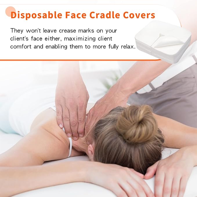 300 Count Disposable Face Cradle Covers, Massage Face Covers Medical-Grade Ultra Soft Large Headrest Covers for Massage Tables & Massage Chairs