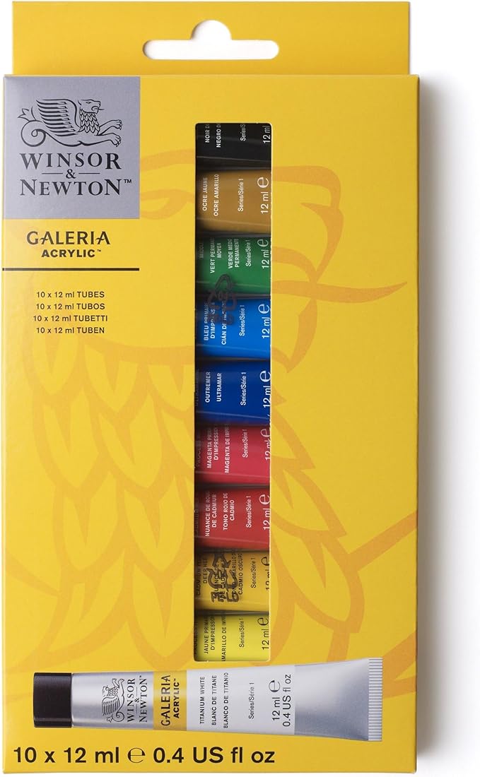 Winsor & Newton Galeria Acrylic Paint, 10 x 12ml (0.4--oz) Tube Paint Set