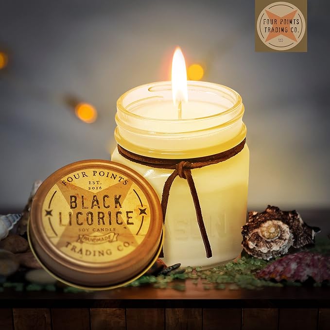 Black Licorice Scented Candle, 8 Oz. Handcrafted Soy Wax Candles for Men & Women, Fragrant Aromatherapy Candle with Jar, Unique Room Scents, Relaxing Home Essentials for Mom, Daughter or Friend