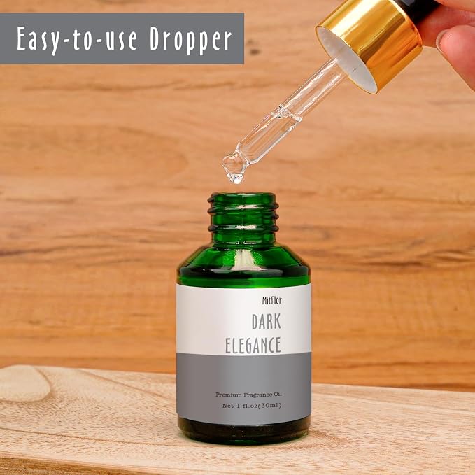 Dark Elegance Fragrance Oil, MitFlor 30ml Scented Essential Oil for Diffuser, Premium Fragrance Oil for Candle Soap Making, Men's Cologne Oil, Ideal for Making Perfume, Beard Oil and More