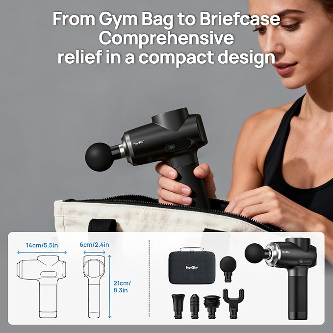 Professional Muscle Massage Gun Deep Tissue, Portable Handheld Massager with 5 Speeds and 5 Heads, Percussion Back Body Masajeador 12mm Amptitude for Athletes, Runner, Christmas Birthday Gifts