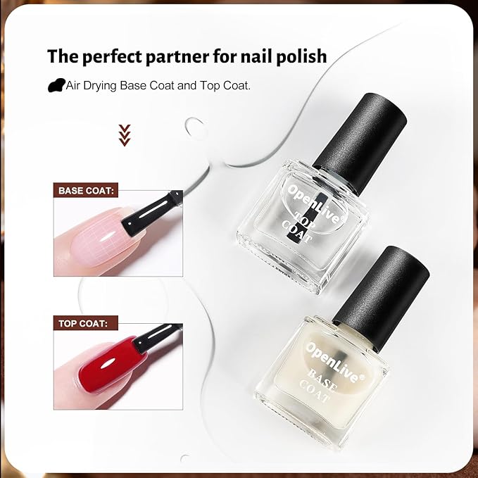 12 PCS Nail Polish Set 10 Color With 2PCS Base and Top Coat Quick Drying Fall Nude Brown White Red Color Holiday Gift for Her 5ML