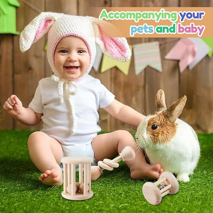 AOWPFVV Wooden Bunny Toys,Safe Rabbit Toys for Guinea Pigs,Small Animals