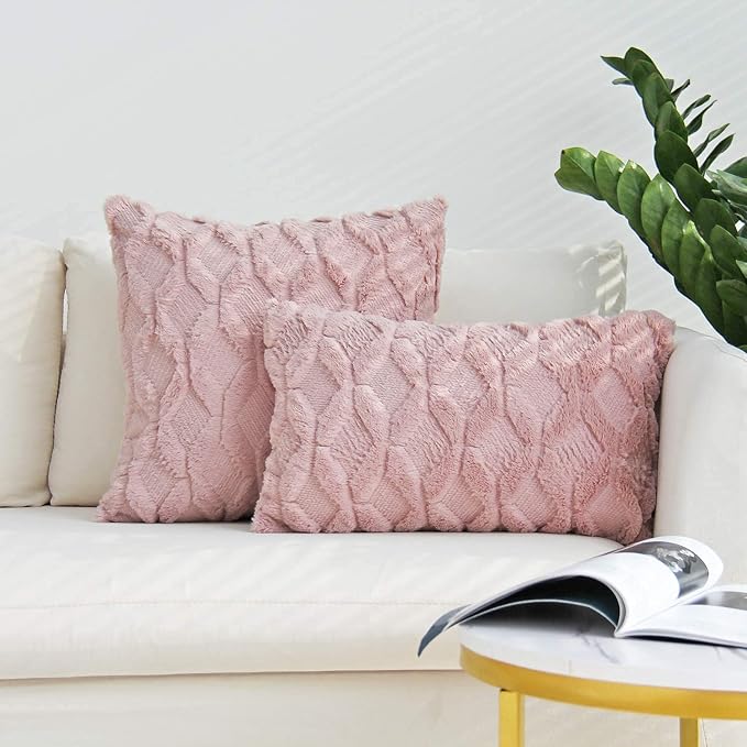 Pack of 2 Bundle Throw Pillow Wide Variety of Colors Size 18"x18", 12"x20" Options with Inserts (Dusty)