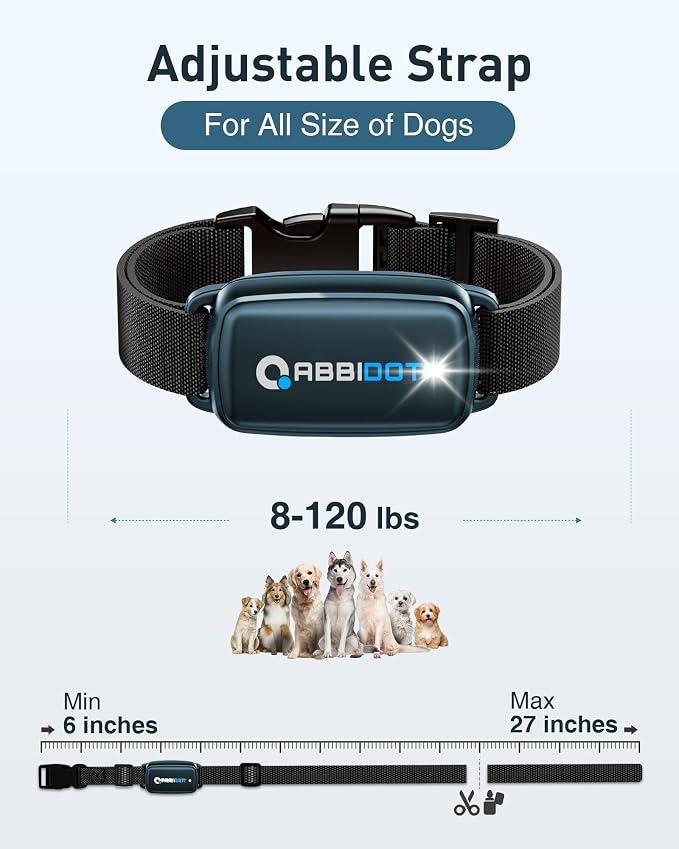 ABBIDOT Shock Collar for Dogs, 3300 FT Dog Training Collar with Remote, IPX7 Waterproof with 4 Training Modes, Rechargeable E-Collar for All Breeds (15-120 lbs) (Light Blue, 1 Collar)