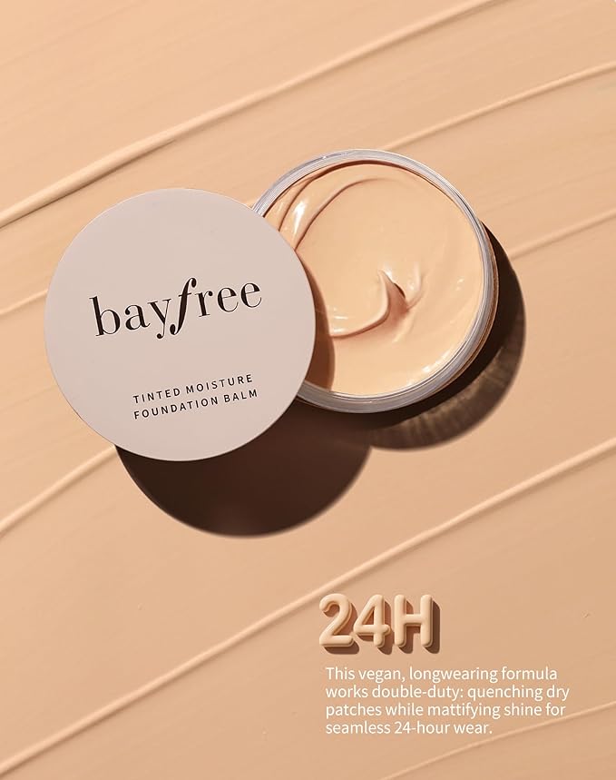 bayfree Tinted Moisture Foundation Balm, All-Day Wear Full Coverage Foundation, Hydrating & Weightless, Sweatproof & Humidity-Resistant, Buildable Natural Finish, Vegan Korean Makeup