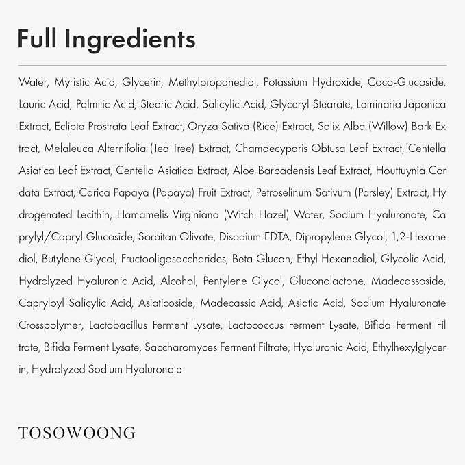 TOSOWOONG Salicylic Acid Foam Cleanser for Oily Skin, 18,000ppm Salicylic Acid, Deep Pore Cleansing, Face Wash For Breakouts, Exfoliating Cleanser, Korean Skin Care, 100ml, 3.38 fl. oz.