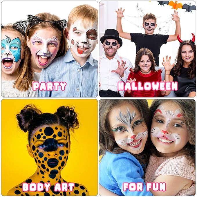 Bowitzki 10g Split Cake Face Paint Professional For Adults One Stroke Split Cake Non Toxic Rainbow Flora Dolphin Unicorn Flame Body Paint Makeup (Red)