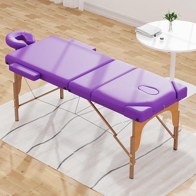 BestMassage Massage Bed Portable Massage Table 77" L 28" W Lash Bed Height Adjustable 3 Folding PU Leather with Oxford Bag for Spa Footmassage Facial CareSpa Tattoo