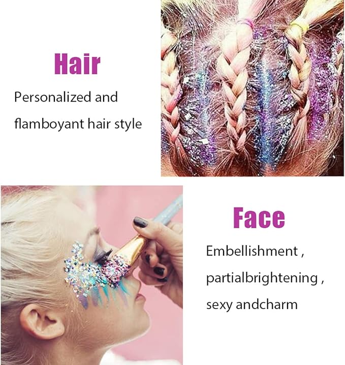 MEICOLY Pink and Clear White Face Body Glitter Set,Pink Face Glitter Gel,Singer Concerts Festival Rave Accessories,Glitter Face Paint for Women Kids,Mermaid Glitter Makeup,Body Glitter for Women