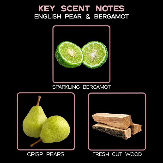 Reed Diffuser Set, English Pear & Bergamot Scented Oil Diffuser with Sticks, Home Fragrance Accessories for Bathroom Shelf Decor, Aroma Diffusers for Home or Office Desk, USA Made