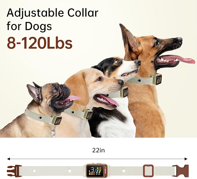 Dog Bark Collar-Rechargeable Smart Barking Collar- Anti Bark Training Collar with Adjustable Sensitivity Beep Vibration Shock- Bark Shock Collar for Small Large Medium Dogs