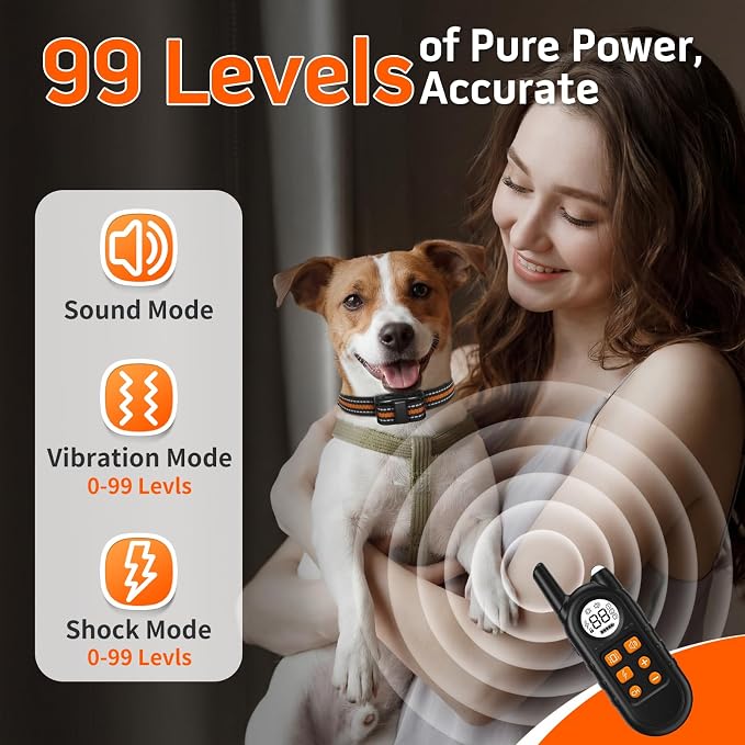Lightweight Dog Training Collar with Remote for Small Dogs 5–15 lbs, Medium & Large Dogs, 1300FT Range, Waterproof, Rechargeable Training Device (Orange)