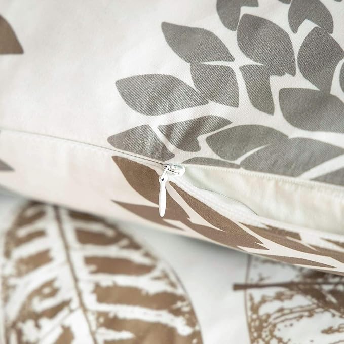 Phantoscope Set of 4 New Living Series Leaf Geometric Throw Decorative Pillow Cover Cushion Cover, Coffee, 22 x 22 inches, 55 x 55 cm