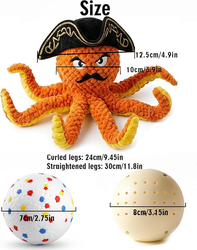 2026 Interactive Dog Toys, Self Moving Octopus Dog Toy Set with 2 Balls - Automatic Wobble Ball & Durable Chew Ball, 4-in-1 Squeaky Plush Enrichment Toy to Keep Them Busy for Medium Large Dogs