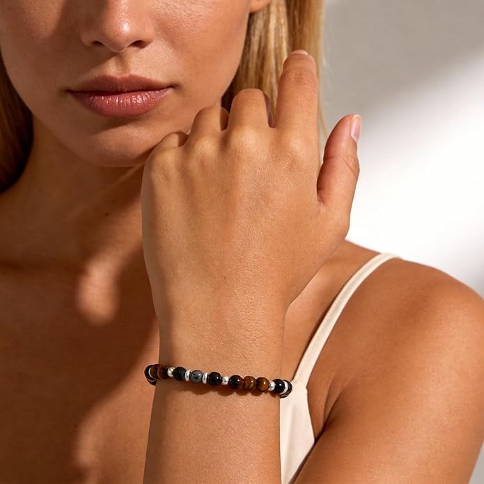 Natural Healing Crystal Bracelet for Women, Anxiety Relief Healthy Pregnancy Triple Protection Citrine Jewelry Gift for Friends Daughter Sister Mom Colleague