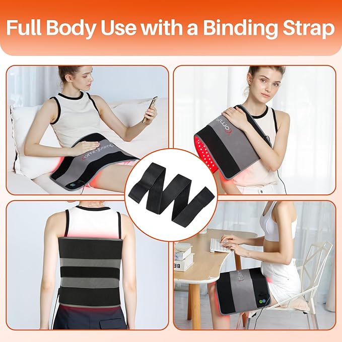 Comfytemp 24’’ x 12’’ Large Red Light Therapy Pad for Body, FSA Eligible HSA Near Infrared Light Therapy Wrap with Timer, 242 LEDs Light Therapy Pad for Back Shoulder Joint Muscle, 32W