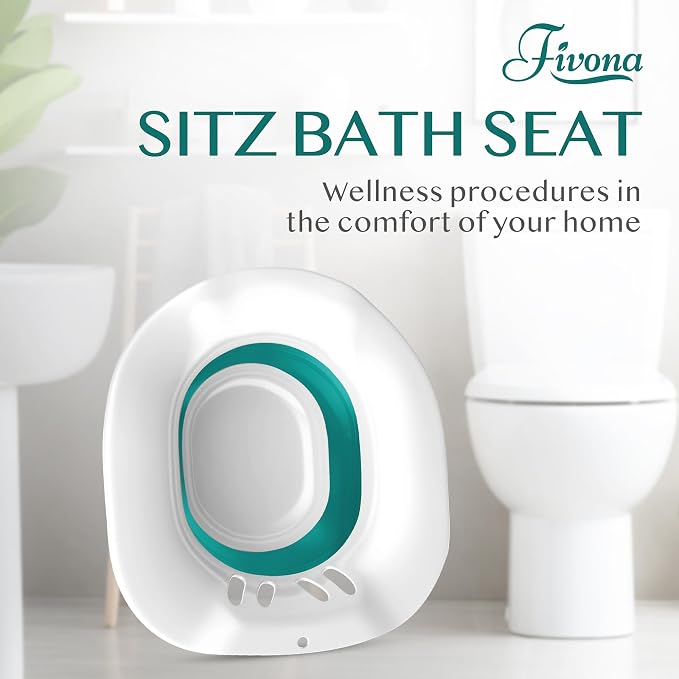 Fivona Sitz Bath for Toilet Seat Postpartum and Hemorrhoids Care - Yoni Steam Seat - Foldable Basin for Epsom Salt Soak - Portable Bidet BPA Free Temperature Resistant - Universal Fit - Green