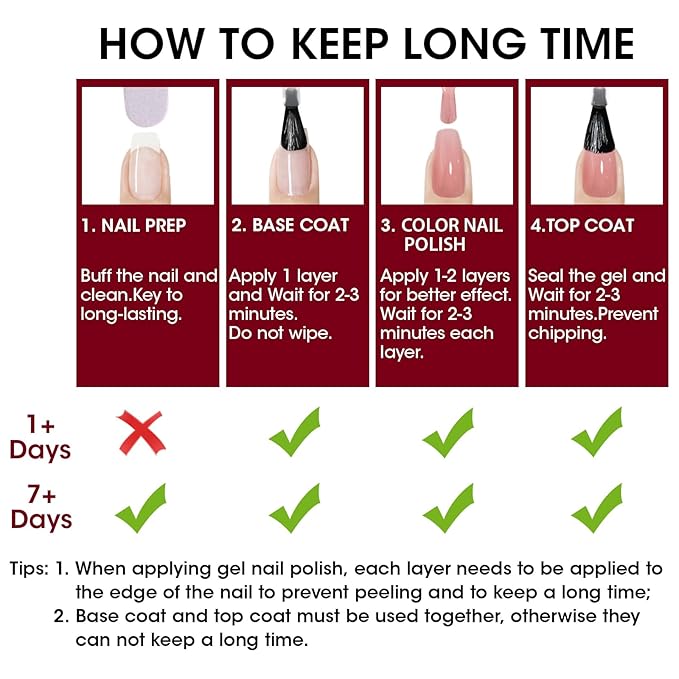 GELLEN Dark Red Nail Polish Set, Deep Burgundy Wine Cherry Blood Red 6 Colors, Fall Winter Quick Air Dry Regular Nail Polish for Women Gifts DIY Art Nails Home Salon, Not UV Gel, Hema Free, Non-toxic