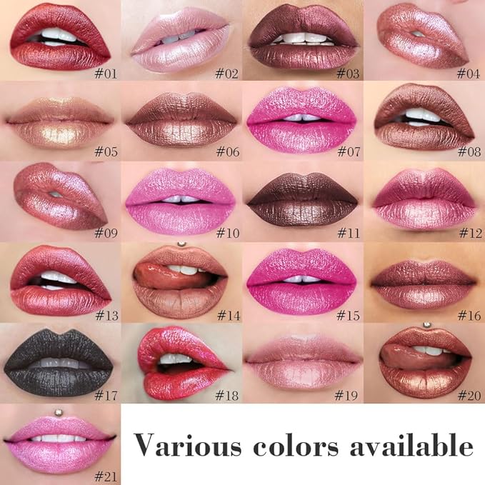 Kaely 2-in-1 Dark Red Metallic Lipstick and Lip Liner, Shimmer Liquid Metallic Lipsticks for Women, Glitter Lip Gloss Stain Long Lasting Waterproof Smudge Proof 24 Hour, Vegan Makeup, 01