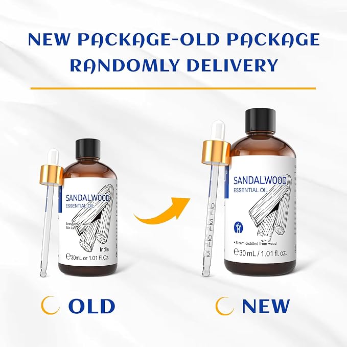 HIQILI Sandalwood Essential Oils 1 Fl Oz, for Skin, Diffuser, Perfume, Candle Soap Making, Includes Premium Quality Glass Dropper | Versatile for Perfume, Hair Care & Room, Soothes Mind, Moisturizes, Deodorizes Laundry - 30mL / 1.01 fl.oz