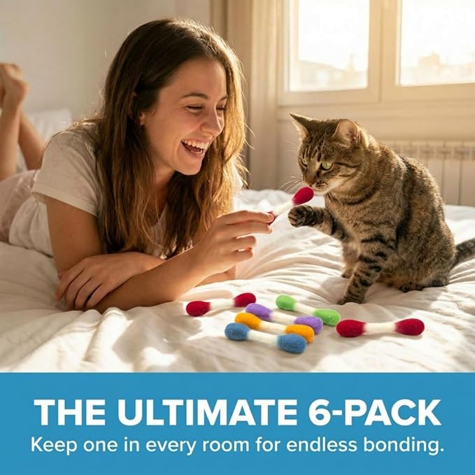 Glaciart One MINI Swabs Cat Toys with Catnip - 6 Pk | Durable for Chew, Cute Cat Toys Interactive Kitty for Boredom, Exercise, & Play | Filled w/Organic Catnip for Anxiety & as Digestive Aid
