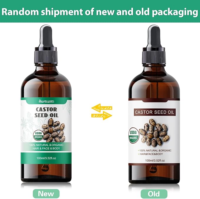 MuseLuxe 21 Pcs Castor Oil Pack Wrap,Castor Oil Organic Cold Pressed Unrefined Glass Bottle(3.5oz) for Neck,Knee,Organic Cotton Self-Adhesive Patches for Convenient Use