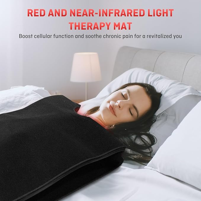 Red Light Therapy Mat - Full Body, Sleep Bag Design, Dual Timer Controllers, 2352 LED Beads, Adjustable Intensity/Pulse, 660nm & 850nm Wavelengths for Pain Relief & Better Sleep, 71" x 31.5"