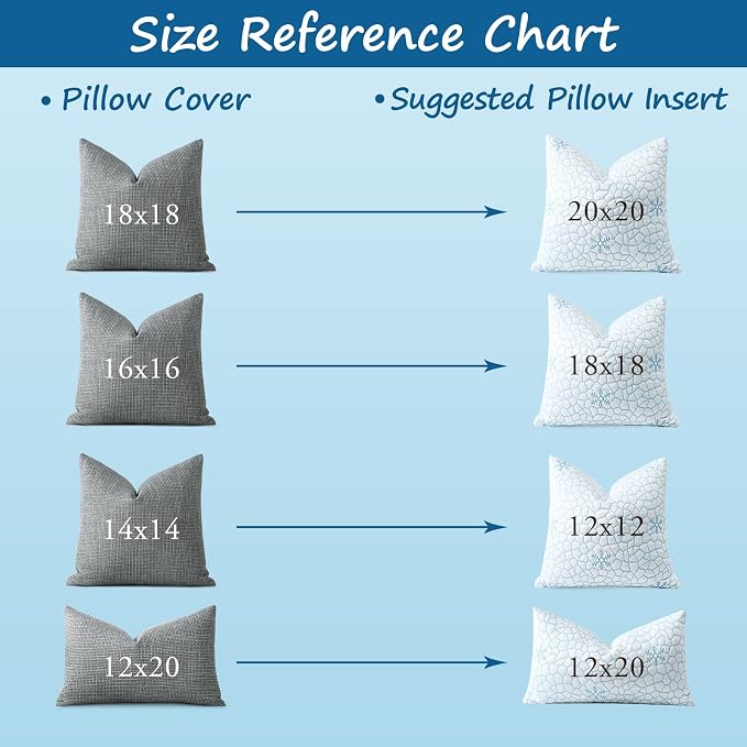 Artscope 20x20 Cooling Throw Pillow Inserts - Synthetic Down Alternative Pillow Forms, Ultra Soft Fluffy Cushion Inserts with Cooling Cover for Decorative Pillows on Couch Sofa & Bed