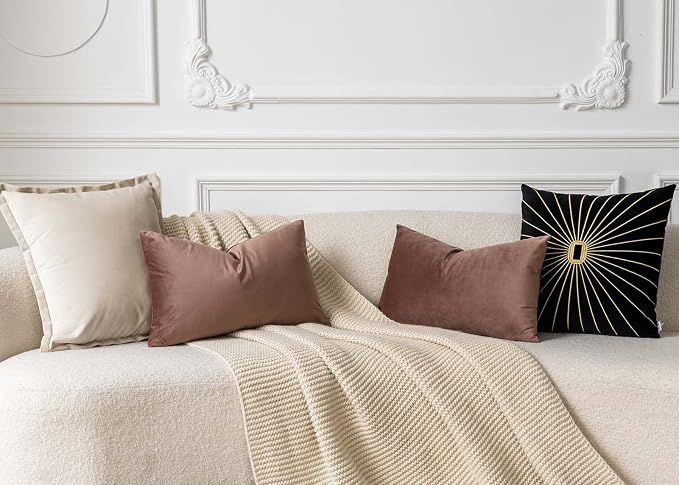 14x24 Pillow Covers Set of 2 Decorative Velvet Throw Pillow Covers,Jam | Luxury Soft Cushion Covers with Invisible Zipper for Couch Sofa Bed Living Room Bedroom Home Decor