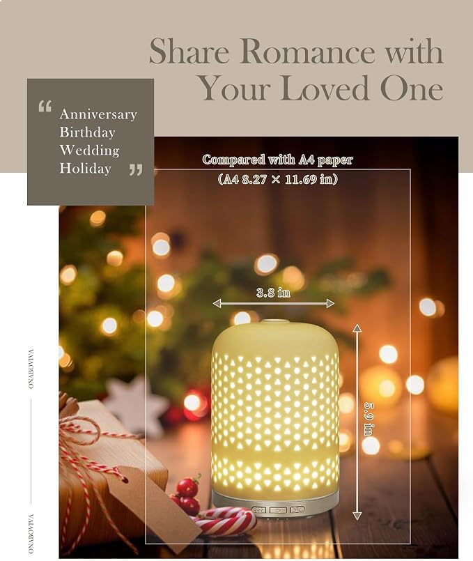 Onaboviva Essential Oil Diffuser, 2.4MHz Ultrasonic Cool Mist Aromatherapy Diffusers for Large Room, Ceramic Diffusers Decorative Aroma Diffuser, Quiet Air Diffusers for Home, Yoga, Spa, Room Decor