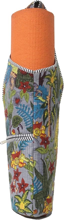 INDIAN CRAFT CASTLE Yoga Mat Bag | Tote Mat Bag | Sling Yoga Tote w/Large Side Pocket & Zipper Pocket | Yoga Mat Carrier Fits Most Size Mats