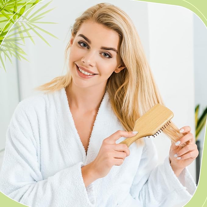 Tessco for you 12 Pcs Bamboo Hair Brushes Bulk Wooden Paddle Brush Scalp Massage Bristle Anti Static Engraving DIY Gifts for Women, Party, Wedding(7.87'' X 2.56'',Natural)