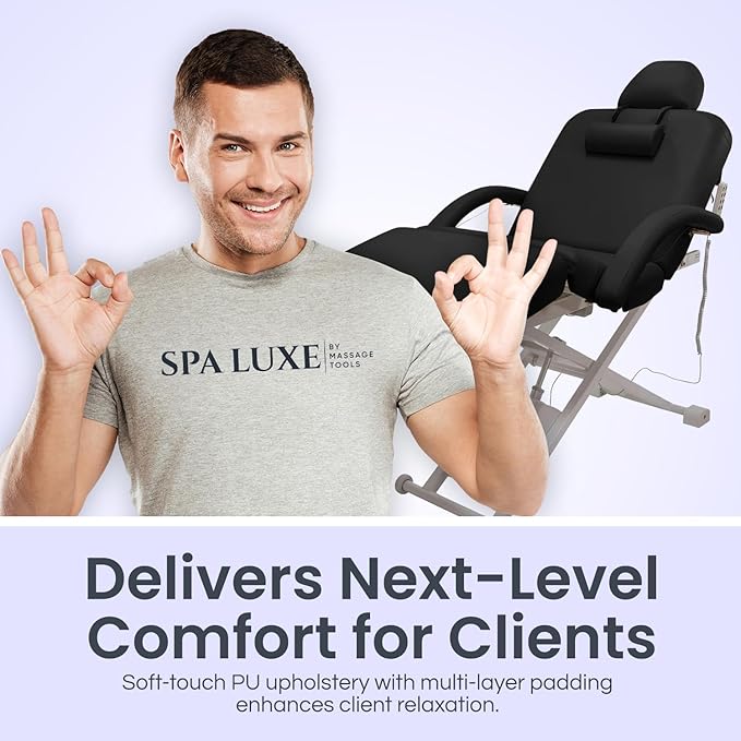 Electric Lift Back Massage, Spa, and Treatment Table | Adjustable Height and Backrest | ADA Compliant | 2 Year Warranty | Foot Control