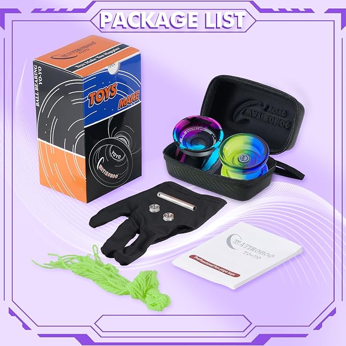 WATIEOBOOYOYO P02 Blue Green + M18 YoYo Black Blue Pink Perfect Set, Dual Mode yoyo Suitable for Yo-yo Beginners and Adult Professional Players, yoyo Tricks Performance