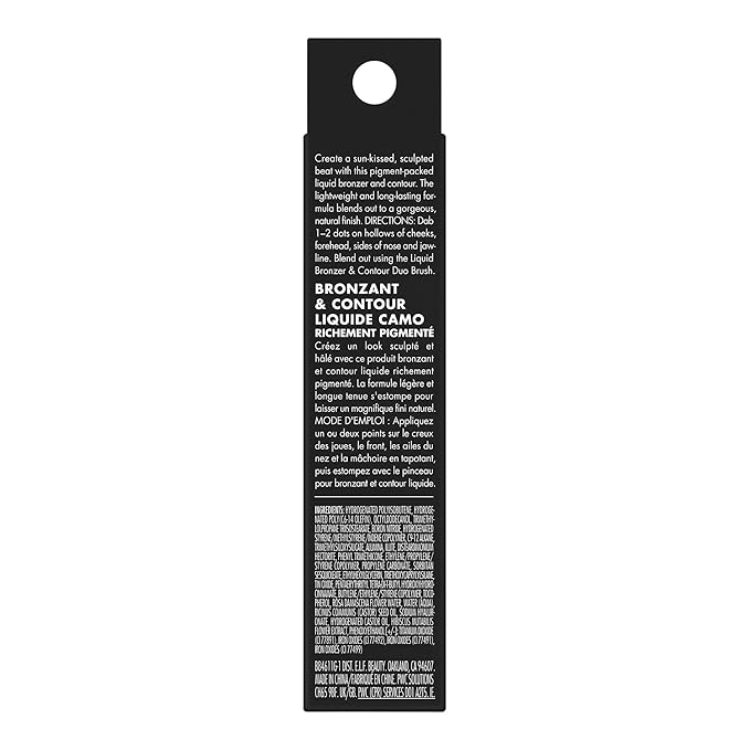e.l.f. Camo Liquid Bronzer & Contour, Silky Highly Pigmented Formula, Creates a Long-Lasting Bronzed Glow & Natural Look, Vegan & Cruelty-Free, 3 Light