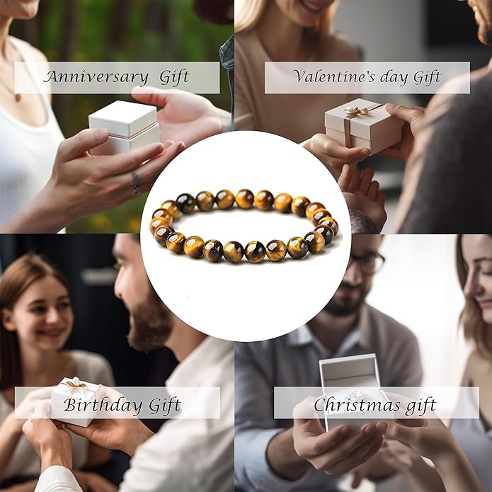 Tigers Eye Protection Handmade Bracelet Best Present For Men Women Attract Wealth Chakra Feng Shui Stretchy Beaded Bracelets Lucky Friendship Bracelet