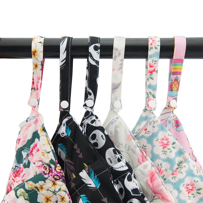 ALVA ALVABABY 2pcs Cloth Diaper Wet Dry Bags Waterproof Reusable with Two Zippered Pockets Travel Beach Pool Daycare Soiled Baby Items Yoga Gym Bag for Swimsuits or Wet Clothes L-YX3536