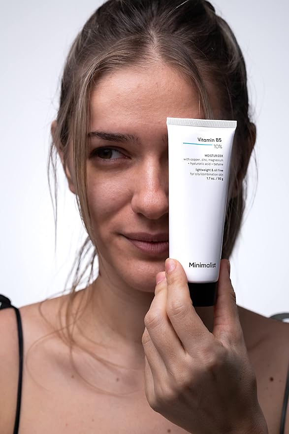 Minimalist Vitamin B5 10% Face Moisturizer for Oily & Acne Prone Skin | Oil Free Fast Absorbing Lightweight Gel | For Women & Men | 1.7 Oz / 50 gm