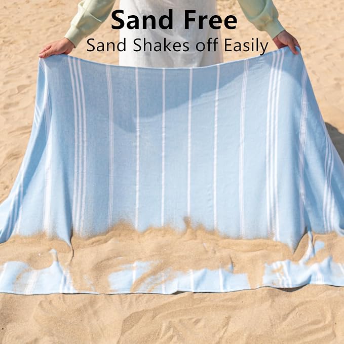 Aegero 2 Packs Turkish Beach Towel, 36"x71" Quick Dry Sand Free Oversized Bath Pool Swim Towel, Lightweight Travel Turkish Towels Vacation Essentials
