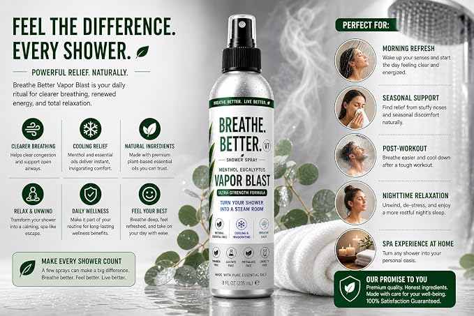 Vapor Blast - Menthol Eucalyptus Shower Steam Spray – Aromatherapy Mist – 4 oz