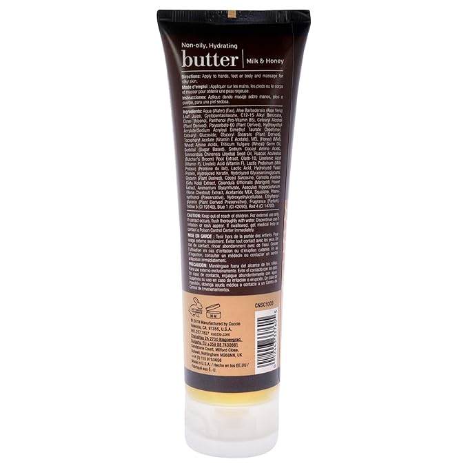 Cuccio Naturale Butter Blends - Ultra-Moisturizing, Renewing, Smoothing Scented Body Cream - Deep Hydration For Dry Skin Repair - Made With Natural Ingredients - Milk & Honey - 4 Oz